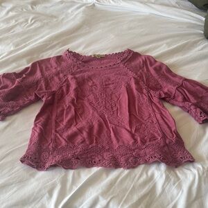 Democracy Lace Trim Blouse - Pink